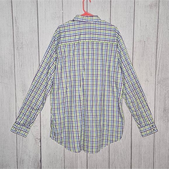 Robert Graham Flip Cuff Floral and Plaid Button Down, size 1XT - Picture 2 of 6